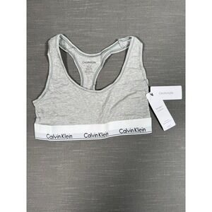 Calvin Klein Modern Cotton Unlined Bralette Grey Heather Racerback F3785 M NWT